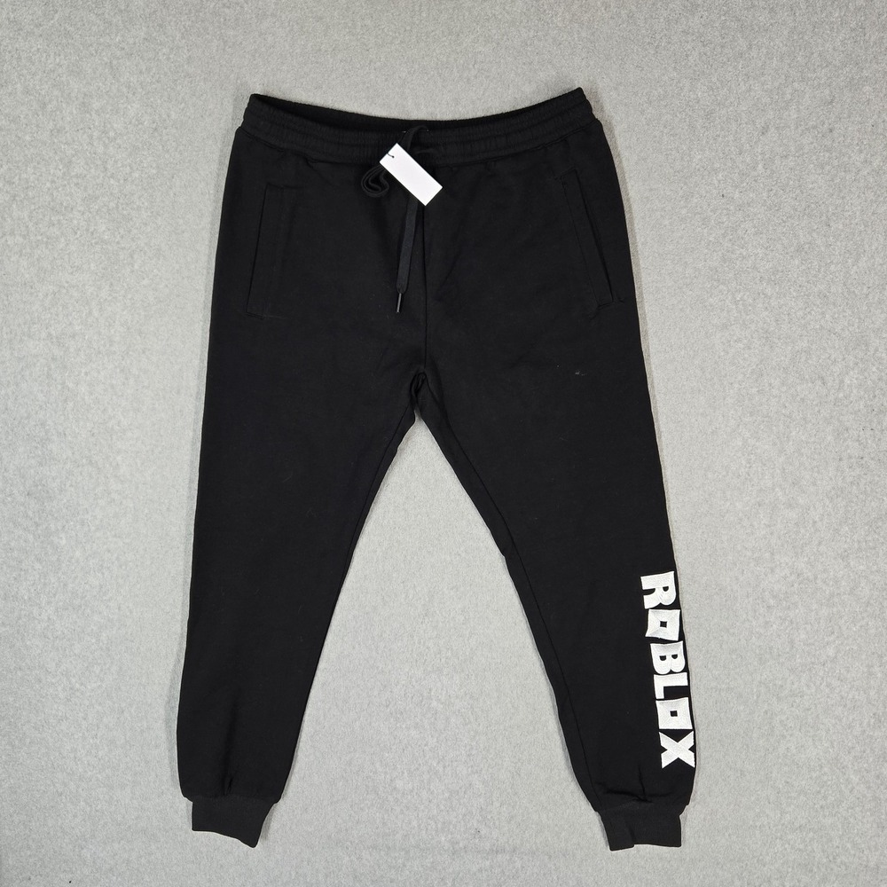 Roblox Men Activewear Pants S Black Graphic Sweatpants Fleece 27" Inseam NWT
